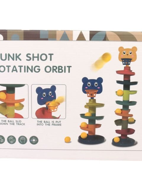 Packaging du jeu de basket rotatif avec balles et paniers ours – dès 3 ans